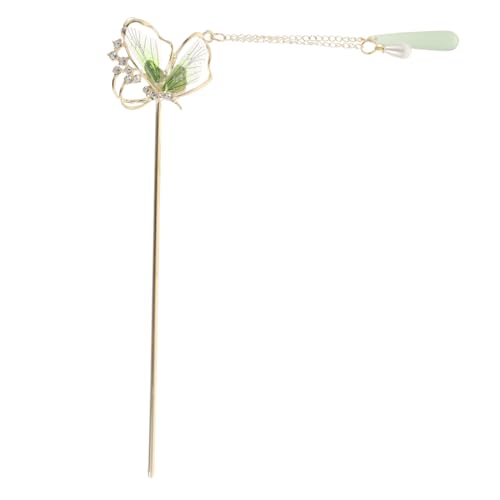 Anneome Vintage Haarstab Chinesischer Stil Grüner Schmetterling Haarnadel mit Quaste Haarstyling Accessoire für Damen Handgefertigt für Hochzeiten Partys und Cosplay von Anneome