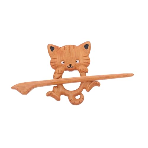 Anneome Vintage Katzenbrosche Holz Schmuck Pin Niedliche Handgeschnitzte Tier-brosche für Damen und Herren Vielseitiger Schal Cardigan-clip Modisches Accessoire für Strickkleidung von Anneome
