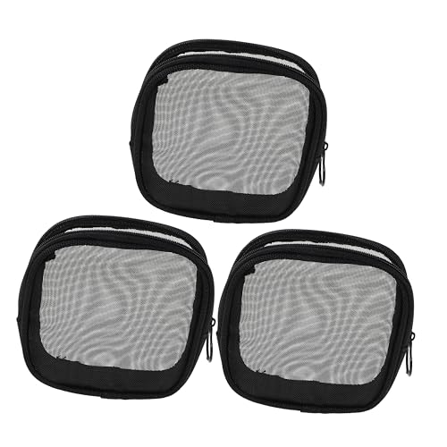 Anneome Wäschesack Schminktasche Mit Reißverschluss Mini-Kosmetiktasche Reiseberichtungsorganisator Netztasche Mit Reißverschluss Tragbarer Toilettenbeutel Geldbörse Schwarz Gittergewebe von Anneome
