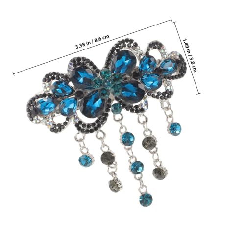 Anneome Wasserdichte Große Haarklammer mit Strassblumen Federnder Haarclip für Hochzeit Brautstyling Eleganter Haarhalter für Damen und Besondere Anlässe in Dunkelblau von Anneome