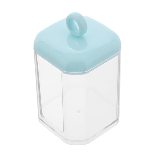 Anneome Wattestäbchen Aufbewahrungsbox mit Deckel Transparenter Organizer für Wattepads Zahnstocher Kosmetik Vielseitig Einsetzbar für Badezimmer Schminktisch Büro Kleines Blaues Modell von Anneome
