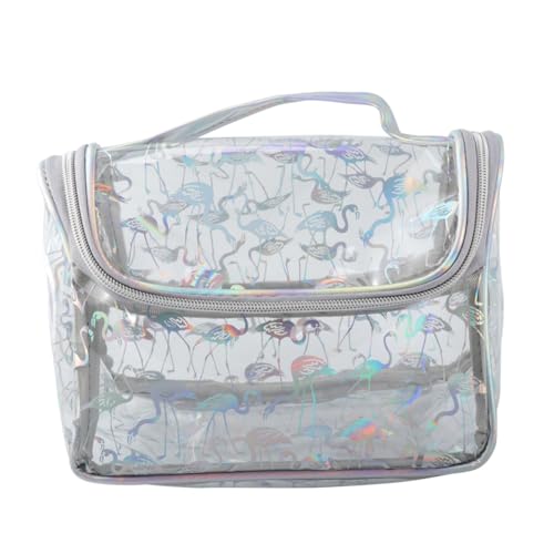 Anneome wasserdichte PVC Kosmetiktasche Flamingo Groß Kapazität Transparenter Kulturbeutel Reise Organizer Damen Tragbar Multifunktional Toilettenartikel Aufbewahrungstasche von Anneome
