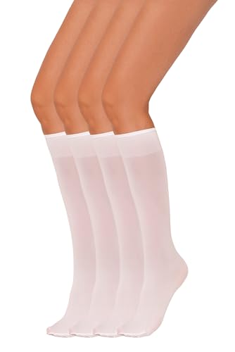 Annes styling 4er-Pack Kniestrümpfe für Damen – Bequeme strapazierfähige Pop-Socken – Weich vielseitig eng anliegend widerstandsfähig stilvoll – Hergestellt in Italien - Bianco Einheitsgröße von Annes styling