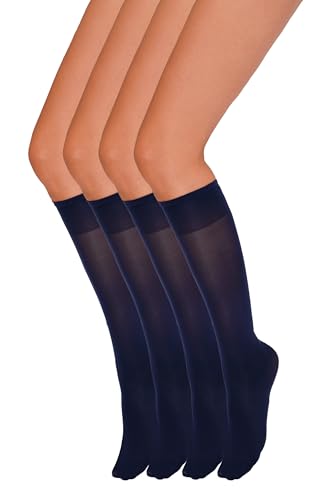 Annes styling 4er-Pack Kniestrümpfe für Damen – Bequeme strapazierfähige Pop-Socken – Weich vielseitig eng anliegend widerstandsfähig stilvoll – Hergestellt in Italien - Blu Einheitsgröße von Annes styling