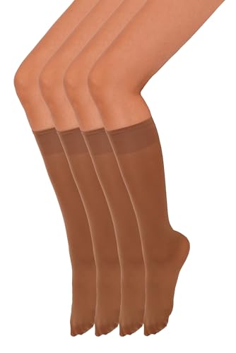 Annes styling 4er-Pack Kniestrümpfe für Damen – Bequeme strapazierfähige Pop-Socken – Weich vielseitig eng anliegend widerstandsfähig stilvoll – Hergestellt in Italien - Daino Einheitsgröße von Annes styling