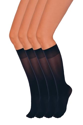 Annes styling 4er-Pack Kniestrümpfe für Damen – Bequeme strapazierfähige Pop-Socken – Weich vielseitig eng anliegend widerstandsfähig stilvoll – Hergestellt in Italien - Dark Blu Einheitsgröße von Annes styling