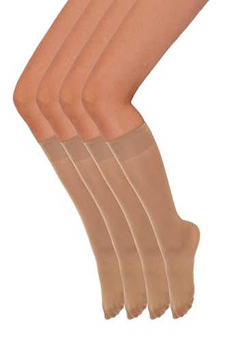 Annes styling 4er-Pack Kniestrümpfe für Damen – Bequeme strapazierfähige Pop-Socken – Weich vielseitig eng anliegend widerstandsfähig stilvoll – Hergestellt in Italien - Visone Einheitsgröße von Annes styling