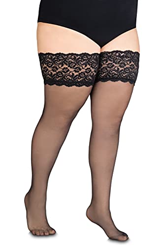 Annes styling Cecile Damen Strümpfe, durchsichtig, halterlos, 20 Denier, mit rutschfestem Silikon, Schwarz, TG-7/8 von Annes styling