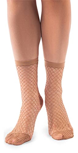 Annes styling Damen Free-Size Fancy Söckchen Crystal Pop Rete Short Fishnet, Rete Visone von Annes styling