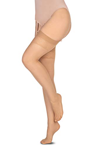 Annes styling Damen Oberschenkelhohe Strapsstrümpfe für Strapsgürtel Strumpfhose für Strumpfband Noel 15 DEN seidig, Visione, TG- 1 / 2 von Annes styling