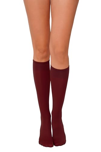 Annes styling Kniestrümpfe für Damen – Bequeme strapazierfähige Pop-Socken – Weich vielseitig eng anliegend widerstandsfähig stilvoll – Hergestellt in Italien - Bordeaux Einheitsgröße von Annes styling