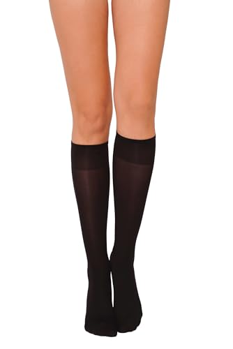Annes styling Kniestrümpfe für Damen – Bequeme strapazierfähige Pop-Socken – Weich vielseitig eng anliegend widerstandsfähig stilvoll – Hergestellt in Italien - Nero Einheitsgröße von Annes styling