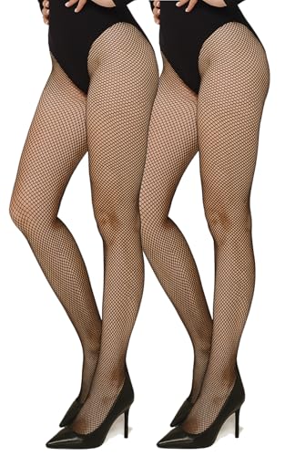 Annes styling – Netzstrumpfhose Damen mit Diamantmuster und Kreuzgeflecht – Fishnet Strümpfe für Festival, Rave, Techno, Cosplay, Gothic Style und Femboy Look, 2-Pack NERO TG7/8 von Annes styling