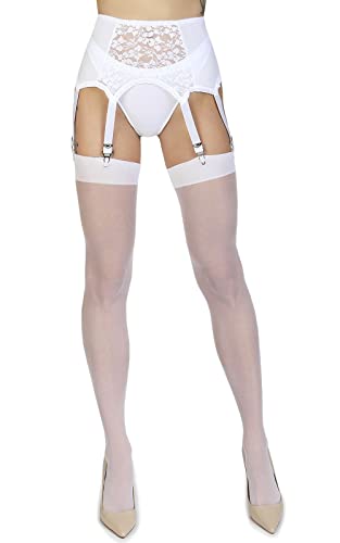 Annes styling Schlichte dünne Damen Strapsstrümpfe für Strapsstrumpfhosen für Strumpfhalter 20 DEN Schlichte, Bianco XS/S von Annes styling