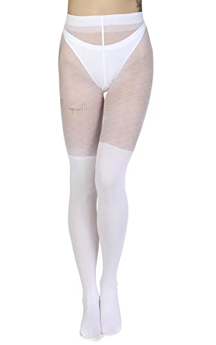 Annes styling Schwarze Strumpfhose Overknee hohe Socken Nachahmung 20/60 DEN, Bianco Mia M/L von Annes styling