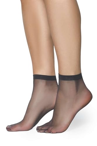 Annes styling Transparent Matte Ultra Dünne Socken für Frauen Mädchen Knöchelsocken Niedrig Geschnittene Elegante Damensocken Bequeme 15 DEN Dicke Ideal für Sandalen Absätze Frida15, 2 Paare Grafit von Annes styling
