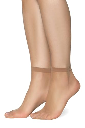 Annes styling Transparent Matte Ultra Dünne Socken für Frauen Mädchen Knöchelsocken Niedrig Geschnittene Elegante Damensocken Bequeme 15 DEN Dicke Ideal für Sandalen Absätze Frida15, 2 Paare Daino von Annes styling