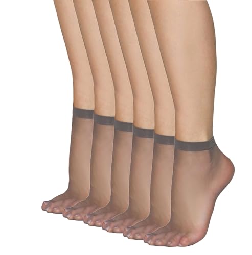 Annes styling Transparent Matte Ultra Dünne Socken für Frauen Mädchen Knöchelsocken Niedrig Geschnittene Elegante Damensocken Bequeme 15 DEN Dicke Ideal für Sandalen Absätze Frida15, 6 Paare Fumo von Annes styling