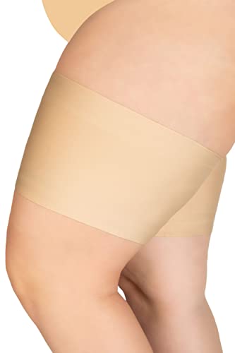 Annes styling Elastische Oberschenkelbänder für Damen, scheuern nicht, verhindern das Reiben der Oberschenkel, aus Satin gefütterter Silikon, Satin Natural M von Annes styling