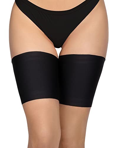 Elastische Oberschenkelbänder für Damen, schützt vor Reibung des Oberschenkels, Satin und Satin gefüttert, rutschfest, Silikon, schwarz, XXL von Annes styling