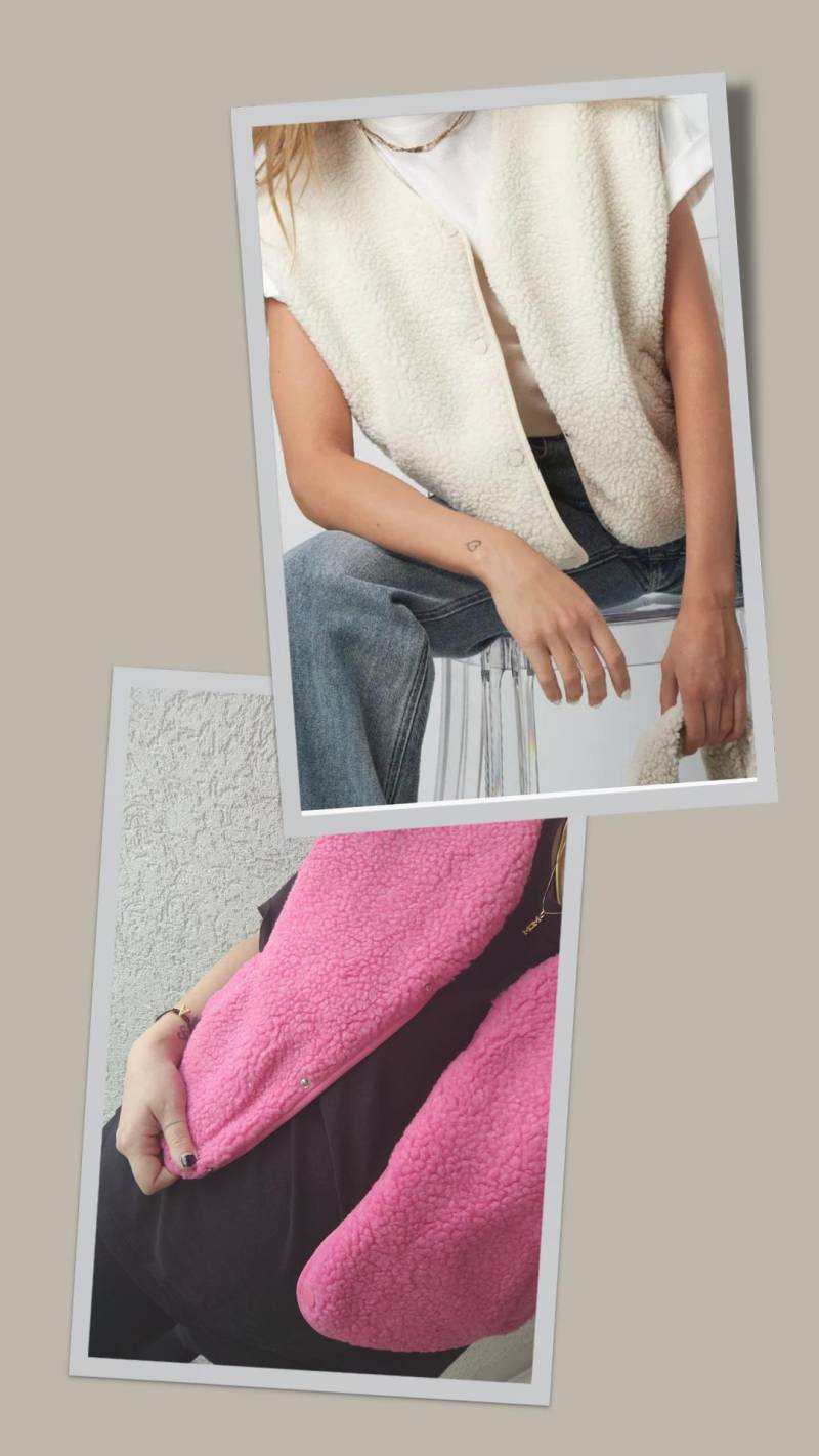 Teddyweste/Weste in Teddyfell Optik Pink Off White von AnnesAccessoires