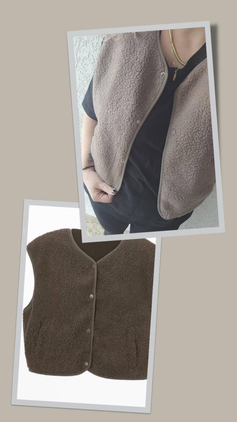 Trendy Teddyweste/Weste in Teddyfell Optik Dunkelbraun Schlamm von AnnesAccessoires