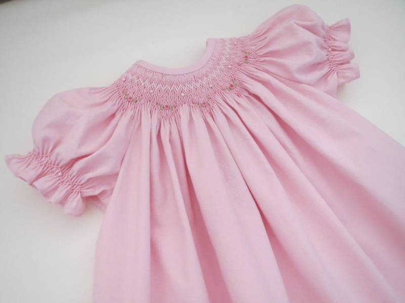 Wunderschönes Baby Rosa Und Weiss Hand Gesmoktes Bischof Kleid Für Kleinkind Mädchen. Auf Bestellung von AnnetteGraceDesigns