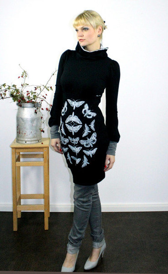 Pullover Kleid Flutter-Schwarz-Weiß von AnnetteSpringerStore