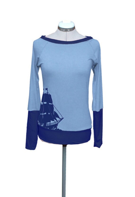 Schiff Ahoi Maritimer Pulli 3_Blaugrau/Dunkelblau von AnnetteSpringerStore
