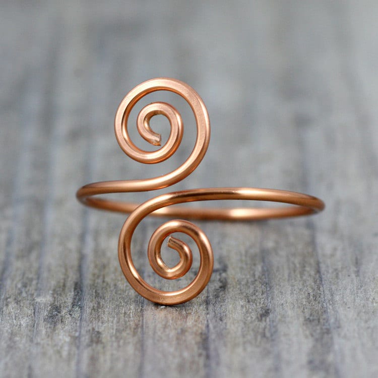 Kupferring, Spiralring, Verstellbarer Ring, Brautjungfer Geschenk, Geschenk Für Sie, Personalisiertes Handgefertigter Schmuck, Kostenloser Versand von AnniDesignsllc
