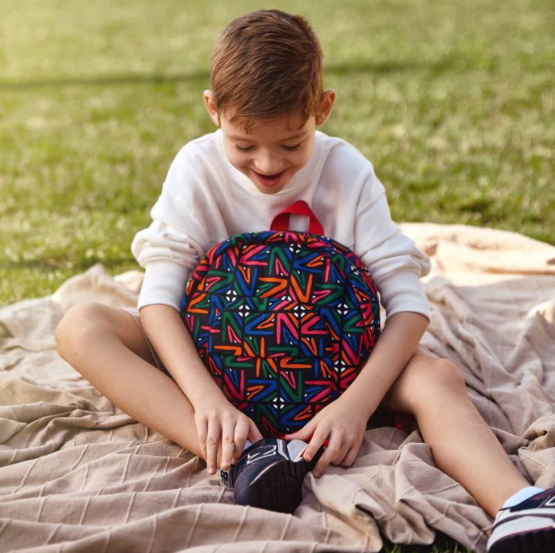 Handgemachte Kinder Baumwoll Canvas Rucksack Stilvolles Buntes Design von AnniTerianiDesign