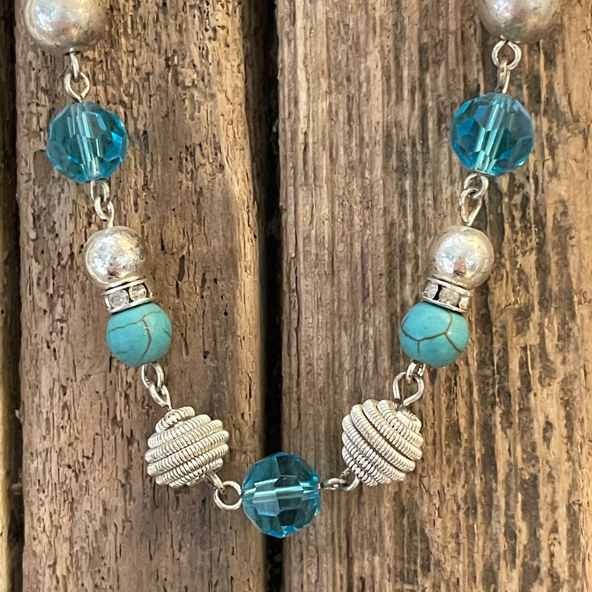 Vintage Perlen Silber Blau Halskette | Boho Retro 1980Er Jahre Statement Schmuck Metall Eisig Gefrorene Funkeln Kette Freund Geburtstagsgeschenk Vintage Perlen Silber Blau Halskette | Boho Retro 1980Er Jahre Statement Schmuck Metall Eisig Gefrorene Funkeln Kette Freund Geburtstagsgeschenk von AnnieAndClara