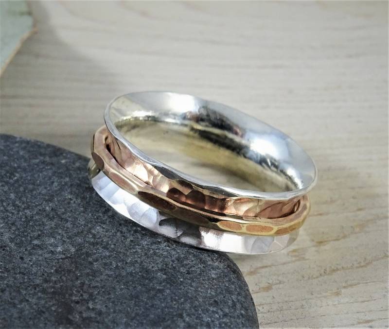 Damen Herren Spinner Ring | Fidget Versilbert Sorgen Für Angst Meditation Figet Figit Adhs Schmuck Spinnen von AnnieRandlett