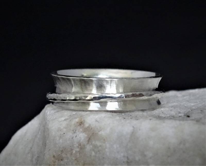 Fidget Ring Versilbert | Kinder Damen Herren Spinner Meditation Adhs-Sorgen-Ring Spin Spinnfigur Daumen Angst von AnnieRandlett