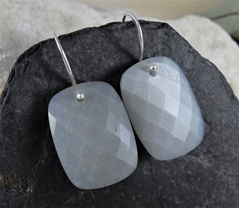 Grau Mondstein Ohrringe | Sterling Silber Mond Stein Schmuck Echter Natürlicher Edelstein Wicca von AnnieRandlett