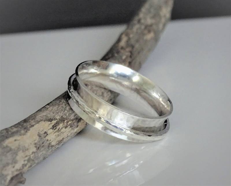 Spinner Ring Silber | Fidget Für Angst Oder Sorgen Männer, Frauen, Kinder Spinning Meditation Midi Daumen 925 Spin Band von AnnieRandlett