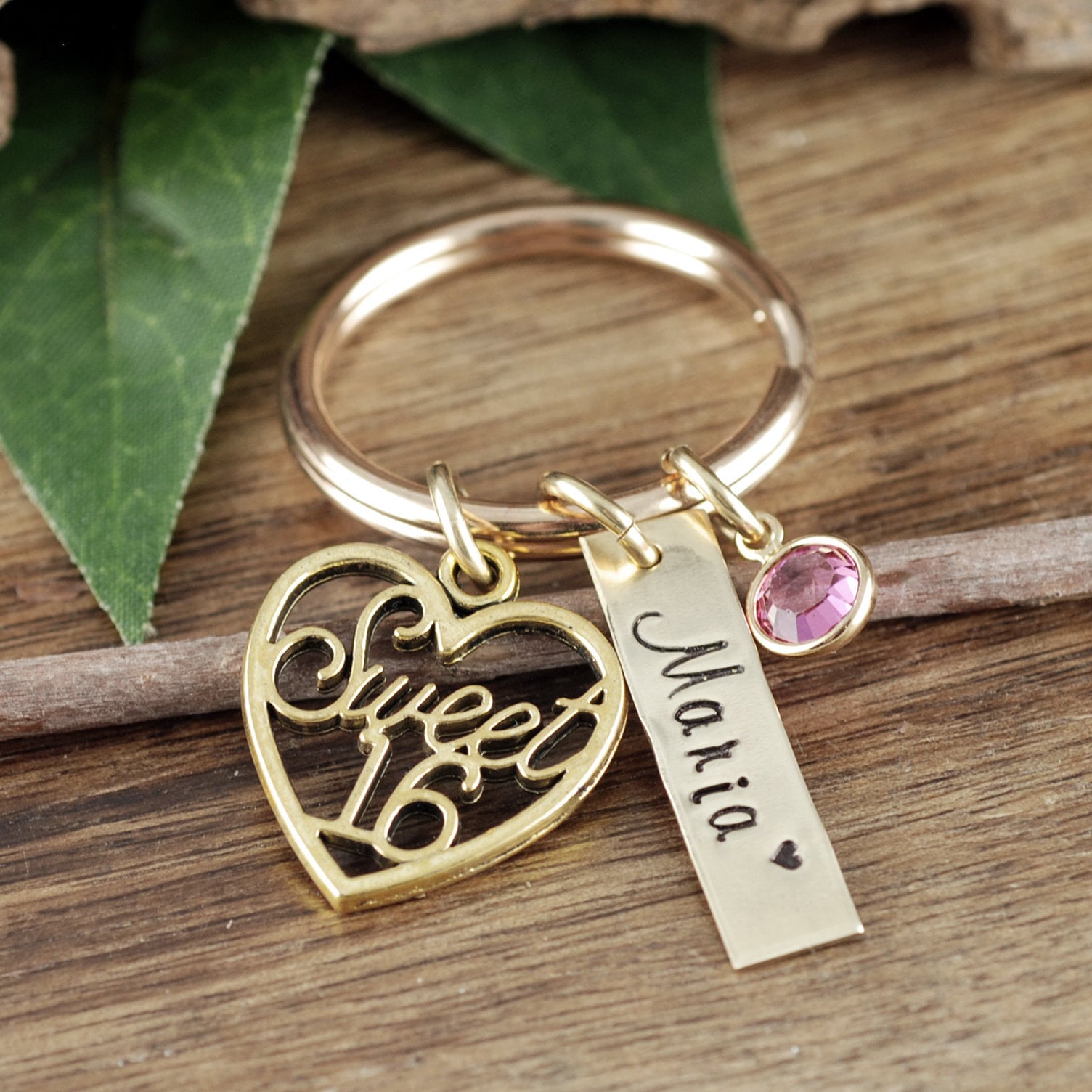 Gold Personalisierte Süße 16 Schlüsselanhänger, 16. Geburtstagsgeschenke, Sechzehn Geschenk, Geschenk Für Teenager von AnnieRehJewelry