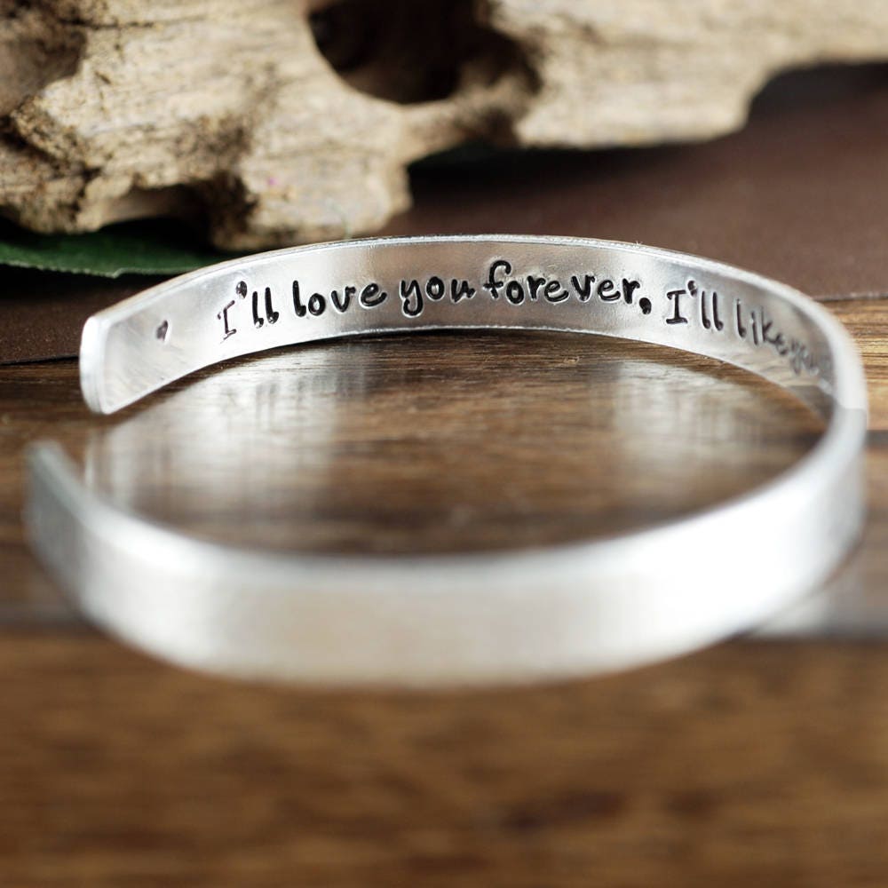I'll Love You Forever Like For Always, Manschettenarmband, Geheime Nachricht, Muttertagsgeschenk, Geschenk Für Mama, Personalisiertes von AnnieRehJewelry