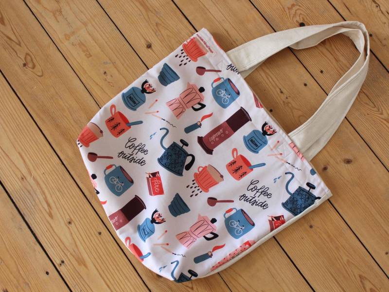 Tote Bag, Kaffee Tasche, Jutebeutel, Coffee Outside, Baumwolle, Selbstgenäht von AnnikaBohlingDesign
