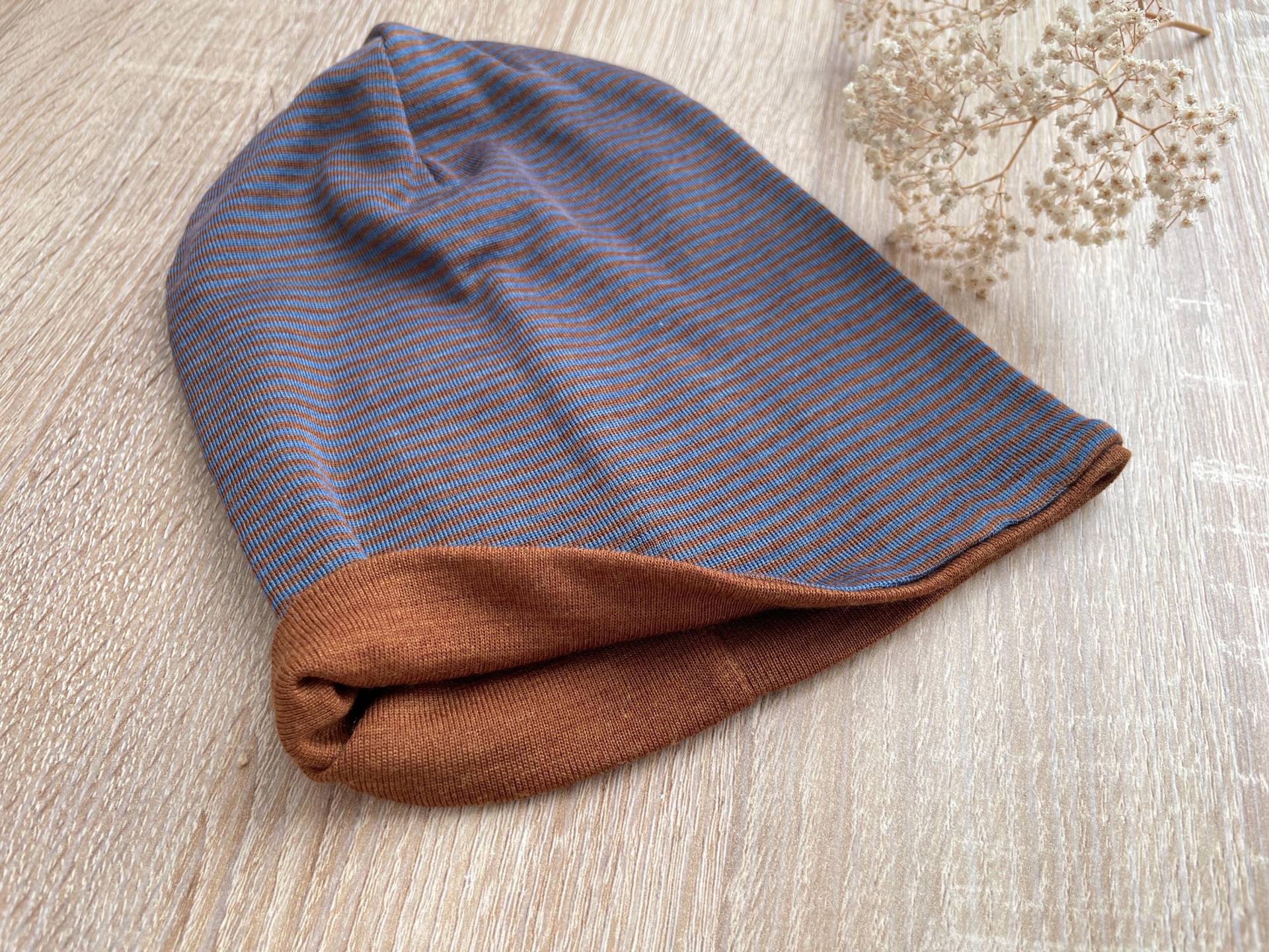 Beanie Ku 47-48cm Versandfertig, Wolle-Seide, Miniringel Zimt/Nachtblau, Wollmützen Für Kinder, Merinowolle Seide, Doppellagige Mütze Beanie Ku 47-48cm Versandfertig, Wolle-Seide, Miniringel Zimt/Nachtblau, Wollmützen Für Kinder, Merinowolle Seide, Doppellagige Mütze von AnnisWorkshop