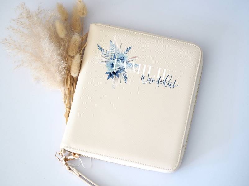 U-Hefthülle Organizer | Reiseorganizer Familienorganizer Pampasgras Blau von Anniundava