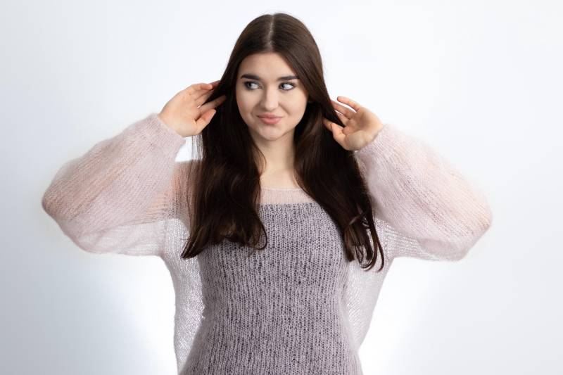 Leichter Kid Mohair Pullover, Hauchzarter Pullover Handgestrickt, Perlrosa, Aus Kidmohair Und Seide, Leicht, Flauschig von Annknitting4you