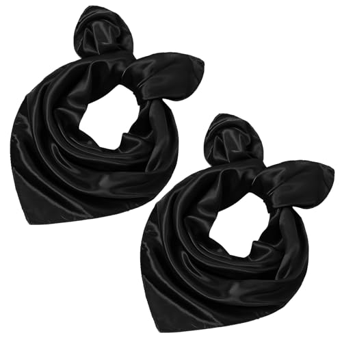 Annlpoy 2er Set Elegantes Damen Seidentuch in Schwarz, Vielseitig Einsetzbar als Kopftuch, Halstuch und Schal, Hochwertige Seide, Atmungsaktiv und Leicht, Perfekt für Jede Jahreszeit, 50x50 cm von Annlpoy