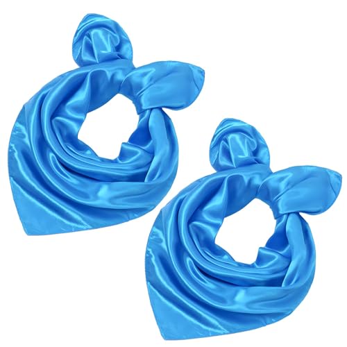 Elegantes Damen Halstuch in Blau, Vielseitig Einsetzbares Seidenähnliches Bandana, 2pcs 50x50 cm, als Kopftuch, Schal oder modisches Accessoire, Geschenk für stilbewusste Frauen – Halstücher für Damen von Annlpoy