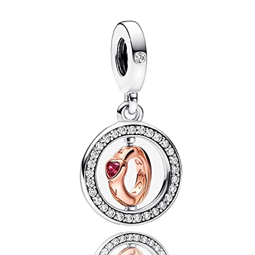 Annmors 925 Sterling Silber Bead Charms für Europäische Armbänder und Halskette Perlen Rosegold Circle Heart mit 5A Zirkonia,Weihnachten,Valentinstag,Muttertag,Geschenkanhänger für Frauen und Mädchen von Annmors