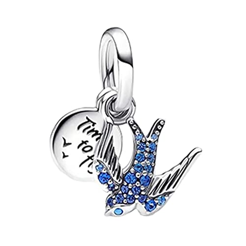 Annmors 925 Sterling Silber Bead Charms für Armbänder und Halskette Time to Fly,Wings Swallow Perlen mit Zirkonia, Weihnachten, Valentinstag, Muttertag, Geschenkanhänger für Frauen und Mädchen von Annmors