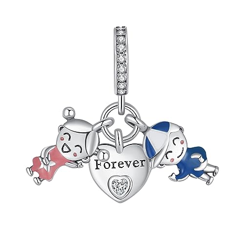 Annmors 925 Sterling Silber Bead Charms für Europäische Armbänder und Halskette Forever Love Boy Girls Perlen mit 5A Zirkonia,Weihnachten,Valentinstag,Muttertag,Geschenkanhänger für Frauen Mädchen von Annmors