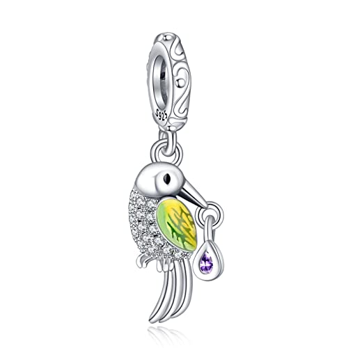 Annmors 925 Sterling Silber Bead Charms für Europäische Armbänder und Halskette Shining Bird Pecking Perlen mit 5A Zirkonia,Valentinstag, Muttertag, Geschenkanhänger für Frauen und Mädchen von Annmors