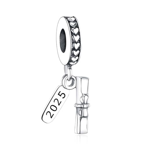 Annmors 925 Sterling Silber Charms Anhänger für Europäische Armbänder Halskette 2025 Graduation Book mit 5A Zirkonia,Weihnachten,Muttertag,Geschenk anhänger für Frauen Mädchen von Annmors