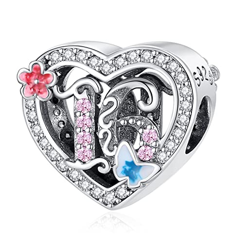 Annmors Charm 925 Sterling Silber Bead Charms 16 Years Love Birthday with Cubic Zirconia für Europäische Armbänder und Halskette,Schmuck Geschenk für Damen Herren Annmors Charm 925 Sterling Silber Bead Charms 16 Years Love Birthday with Cubic Zirconia für Europäische Armbänder und Halskette,Schmuck Geschenk für Damen Herren von Annmors